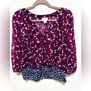 Liz Claiborne polyester top with partial button up